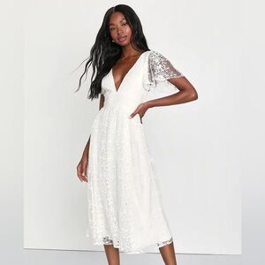 Lulu’s Elegant Approach White Embroidered Dress